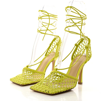 Bottega Veneta Mesh Nappa Stretch Ankle Tie Sandals 37 Kiwi 3 of 8
