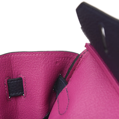 Hermes Togo Birkin Verso 30 Bleu Nuit Rose Pourpre 6 of 10