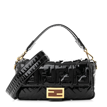 Fendi Patent FF 1974 Embossed Baguette Black 1 of 12