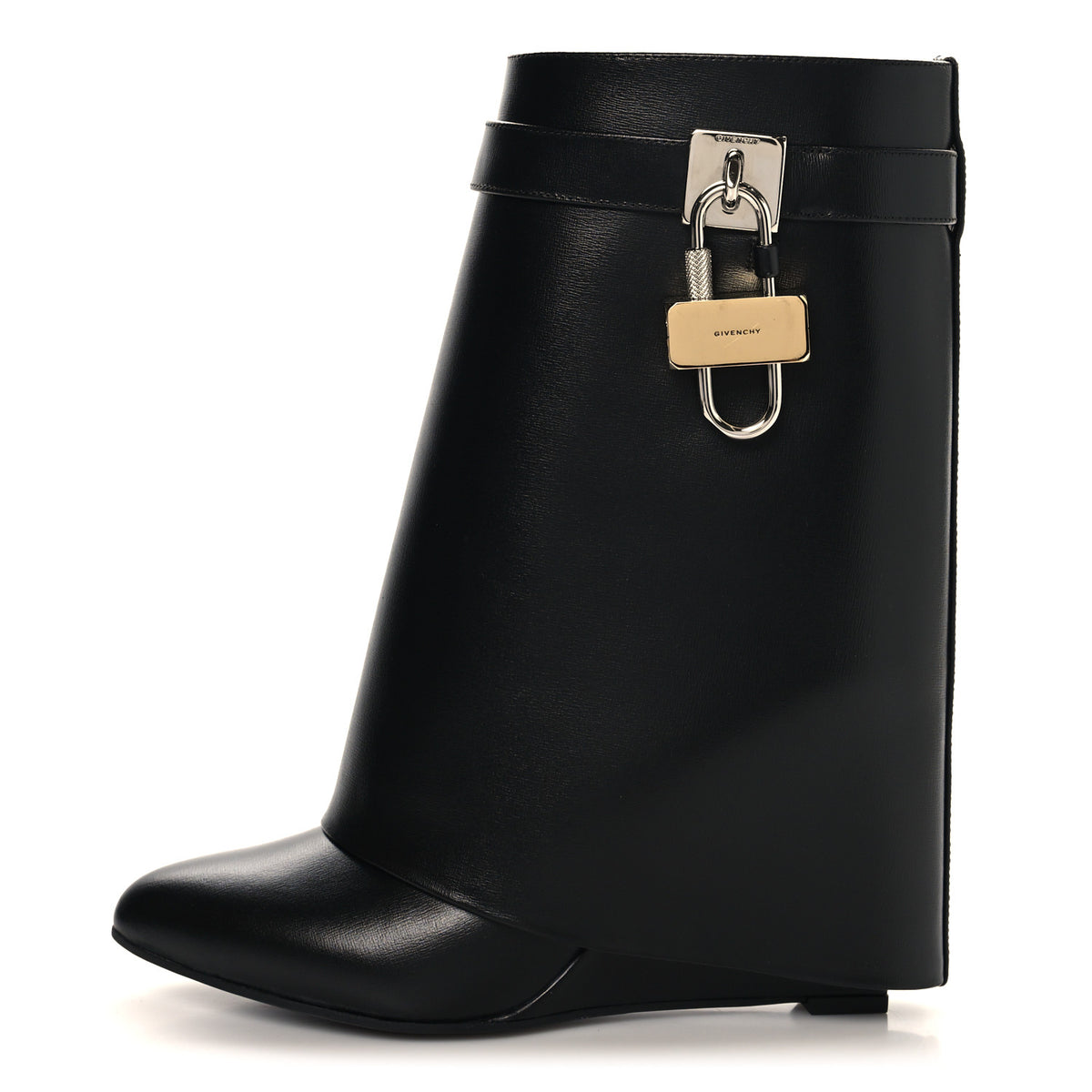 Calfskin Shark Lock Ankle Boots 38 Black