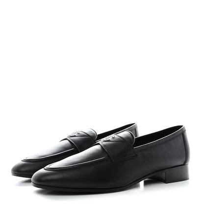 Chanel Calfskin Lambskin CC Loafers 39 Black 3 of 12