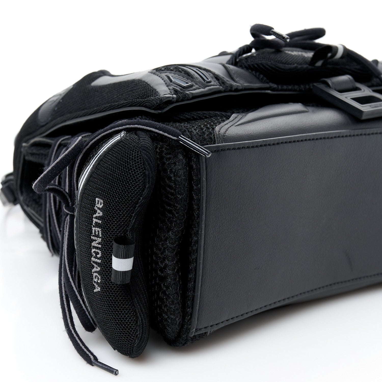 Balenciaga Faux Calfskin Fabric Medium Sneakerhead Top Handle Bag Black 9 of 10