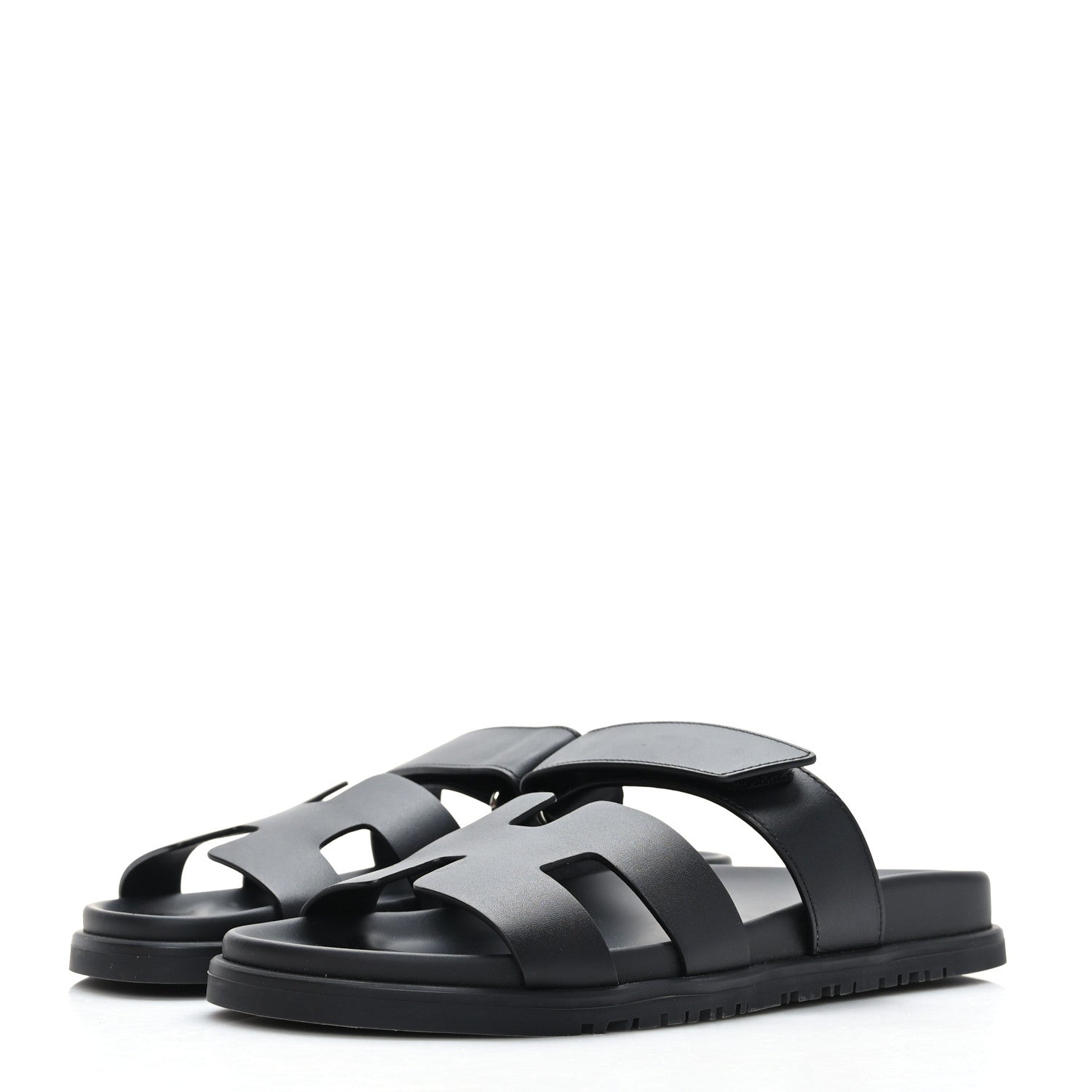 Hermes Calfskin Womens Chypre Sandals 38.5 Black 3 of 9