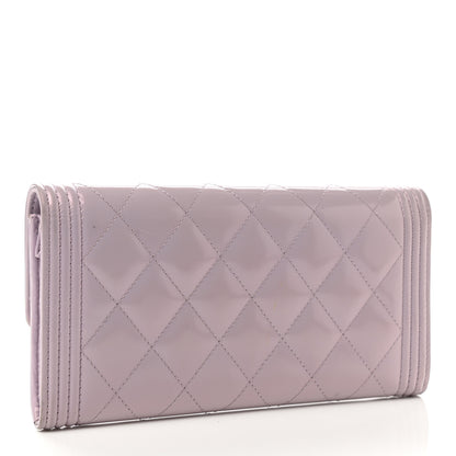 Chanel Patent Calfskin Quilted Boy Flap Wallet Light Purple 3 of 9