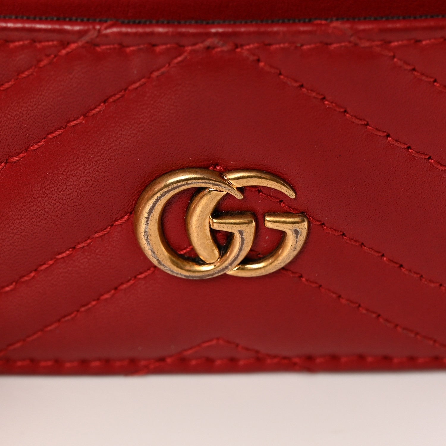 Gucci Calfskin Matelasse GG Marmont Card Holder Hibiscus Red 9 of 11