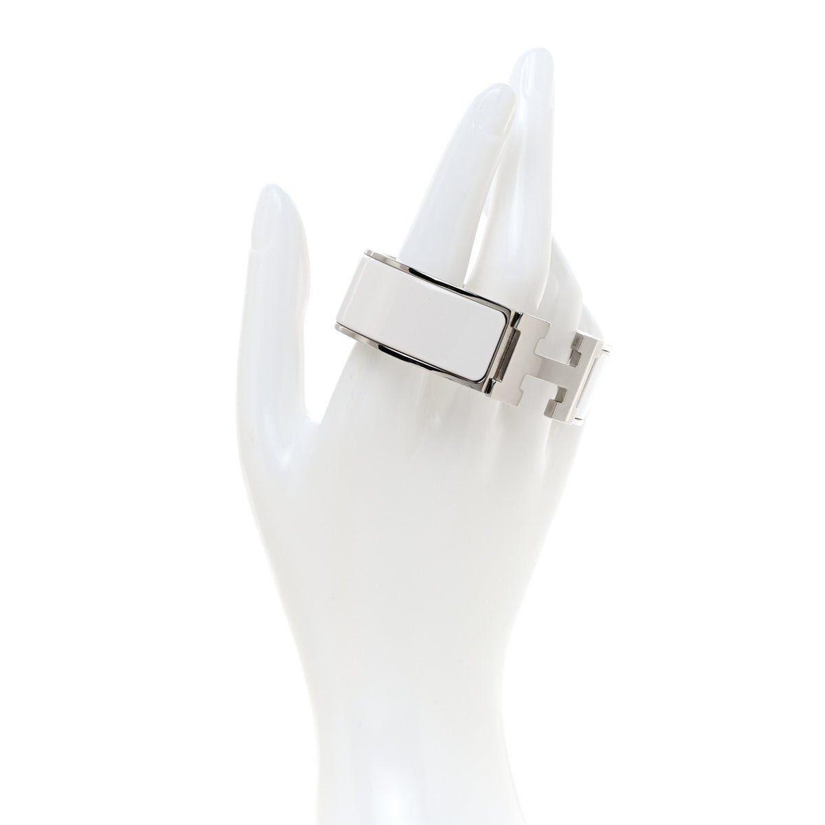 Enamel Wide Clic Clac H Bracelet GM White