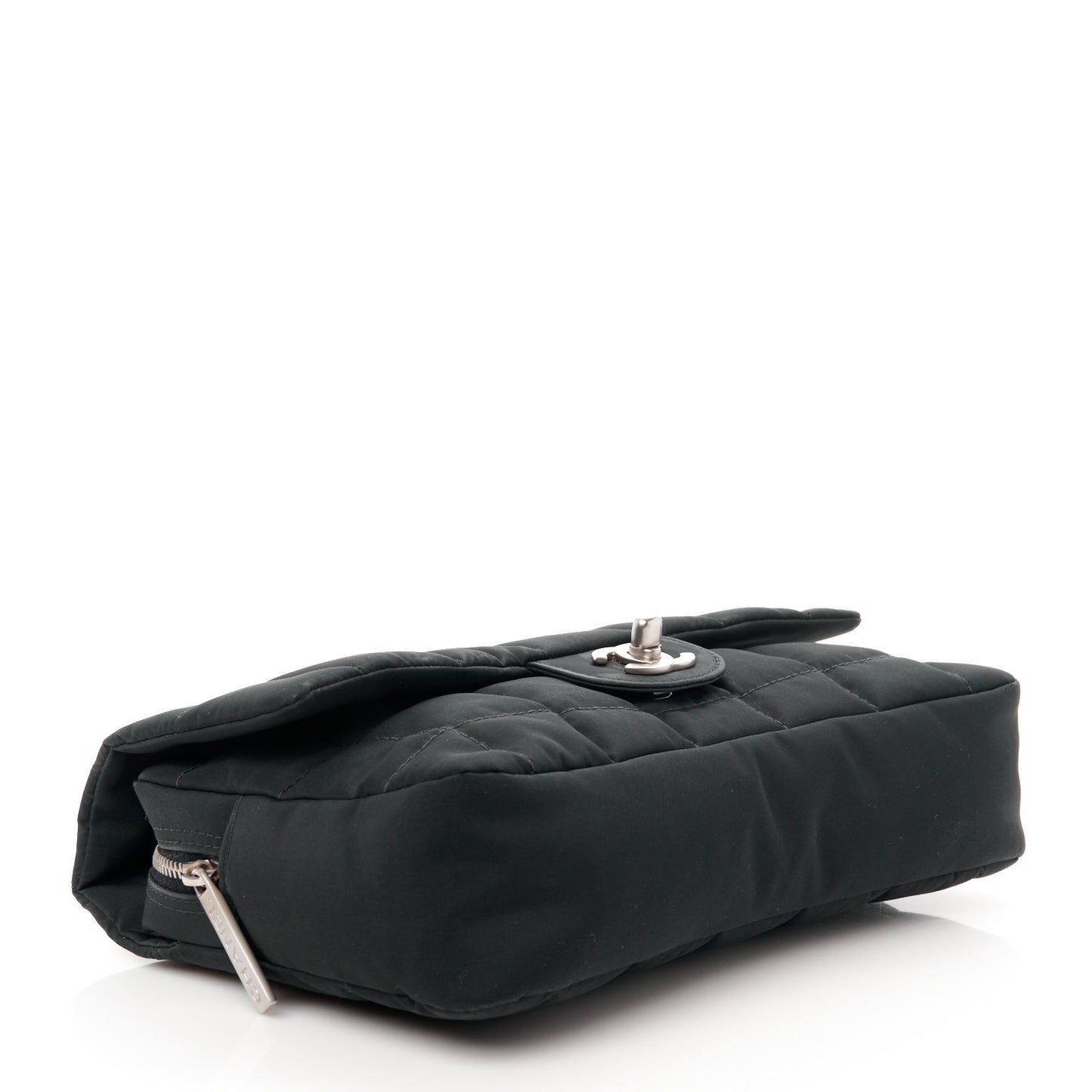 Nylon Square Quilted Flap Black