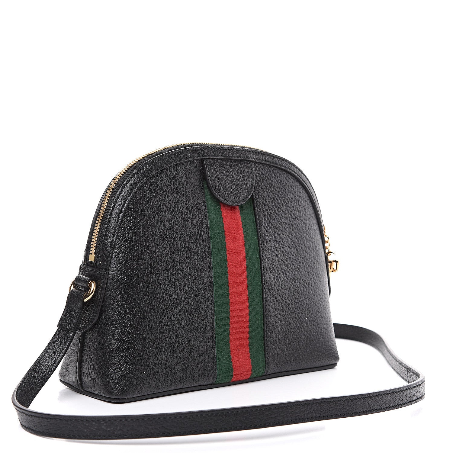 Gucci Calfskin GG Web Small Ophidia Dome Shoulder Bag Black 2 of 8