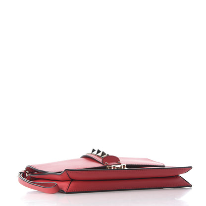 Valentino Garavani Vitello Glam Lock Rockstud Clutch Red 3 of 8