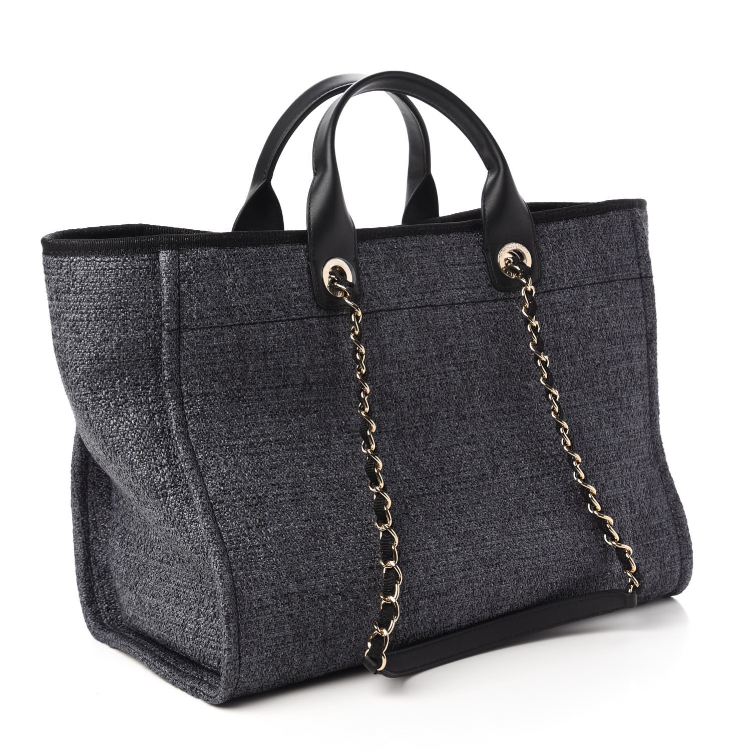 Chanel Woven Straw Raffia Medium Deauville Tote Grey 3 of 10