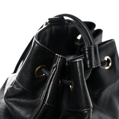 Chanel Lambskin Drawstring Sling Backpack Black 18 of 27