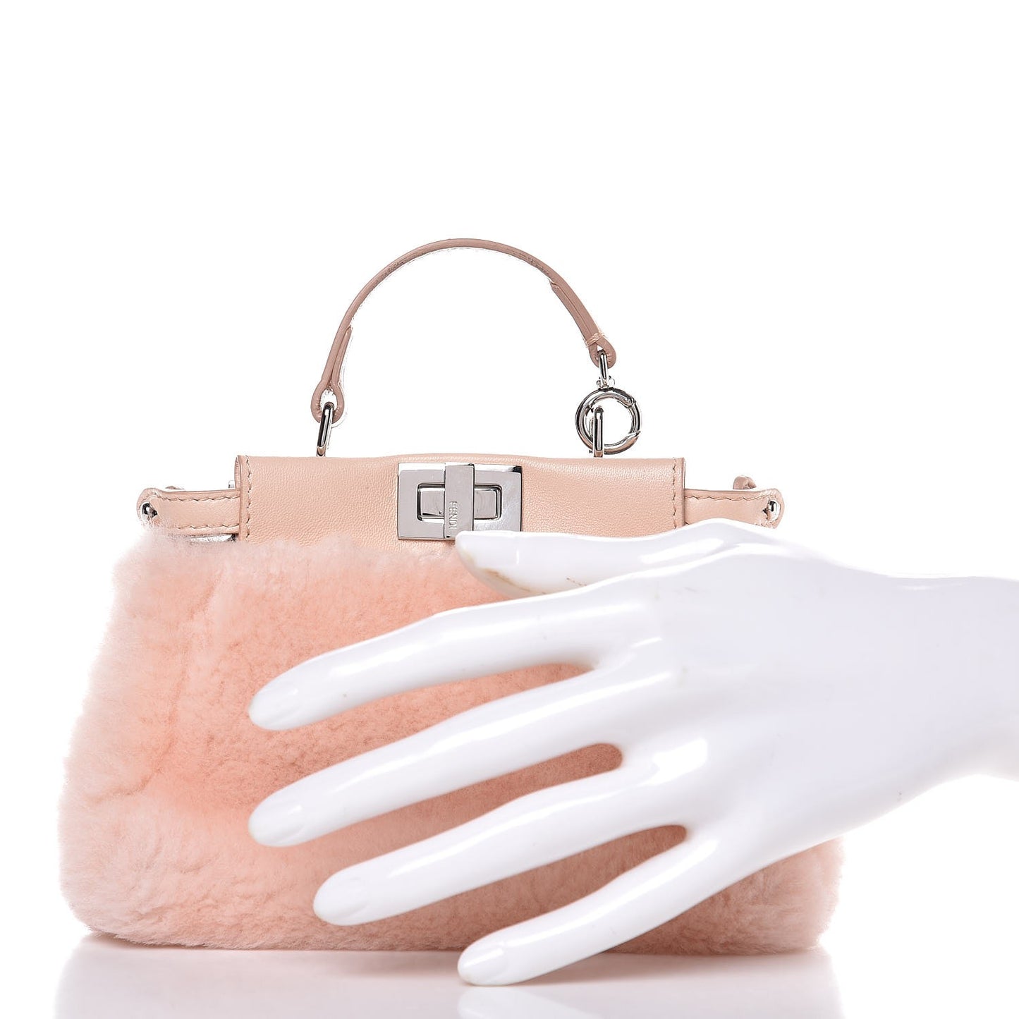 Shearling Shiny Nappa Micro Peekaboo Iconic Satchel Light Rose
