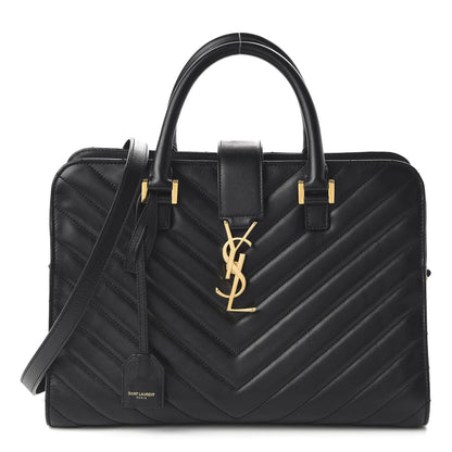 Saint Laurent Calfskin Matelasse Chevron Small Monogram Cabas Black 1 of 9
