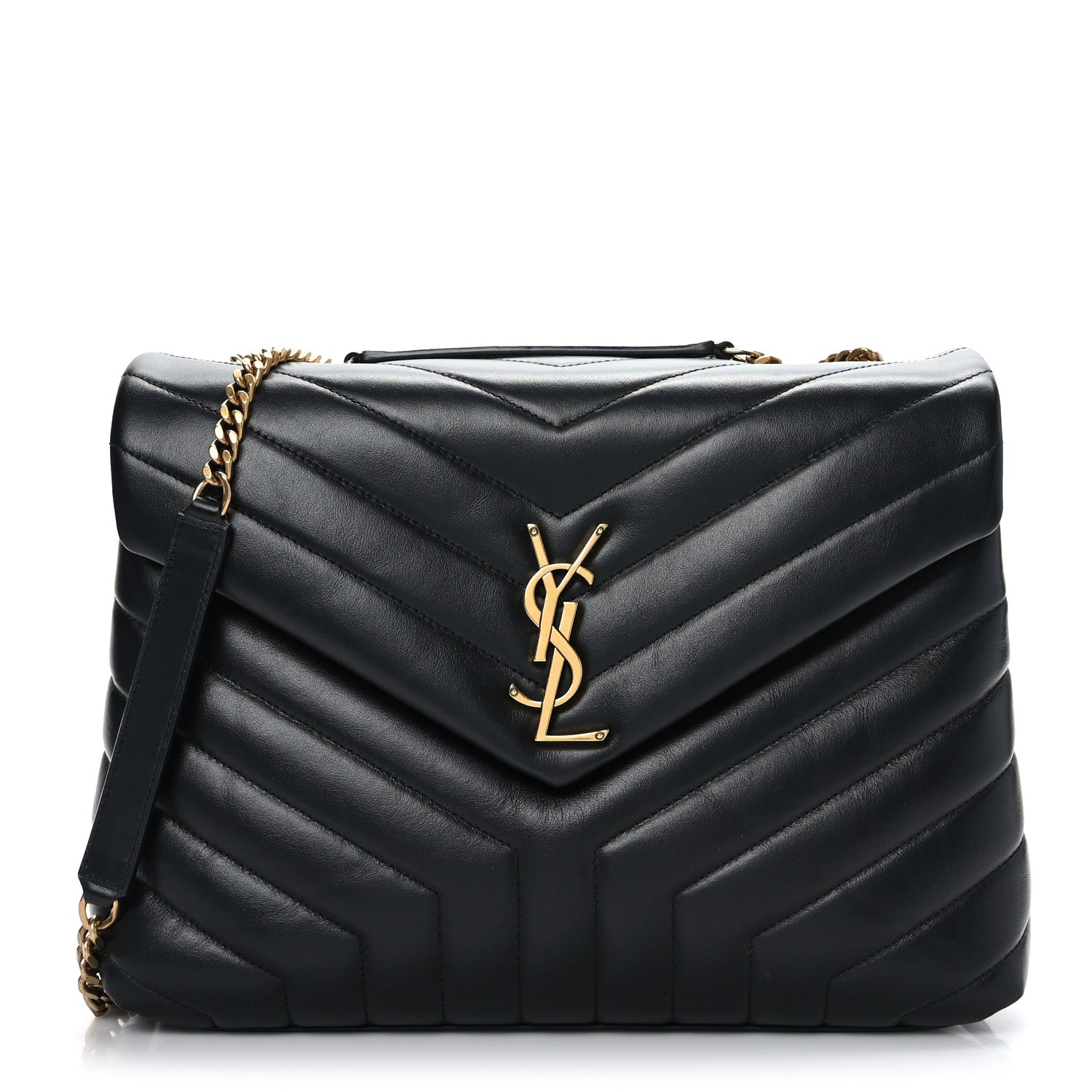 Saint Laurent Calfskin Y Quilted Monogram Medium Loulou Chain Satchel Black 1 of 9