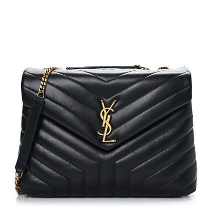 Saint Laurent Calfskin Y Quilted Monogram Medium Loulou Chain Satchel Black 1 of 9