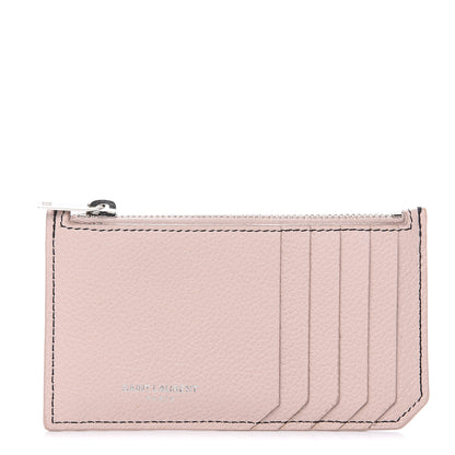 Saint Laurent Grained Calfskin 5 Fragments Zip Pouch Card Holder Marble Pink 1 of 7