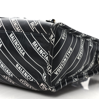 Balenciaga Veau Allover Logo Classic Silver Hardware S City Black White 9 of 13