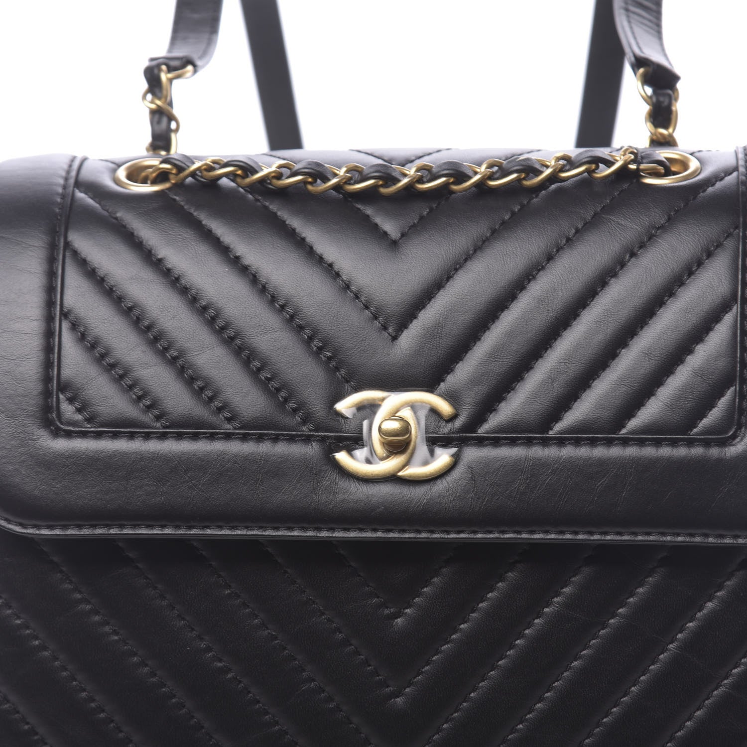 Chanel Aged Calfskin Chevron Quilted Backpack Black 9 of 9