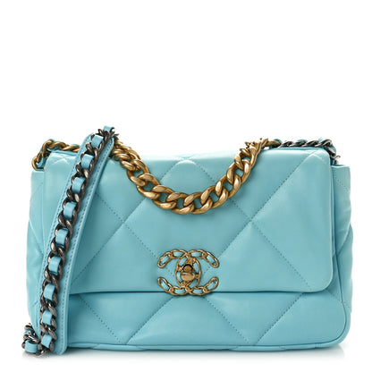 Chanel Lambskin Quilted Medium Chanel 19 Flap Light Blue 1 of 9