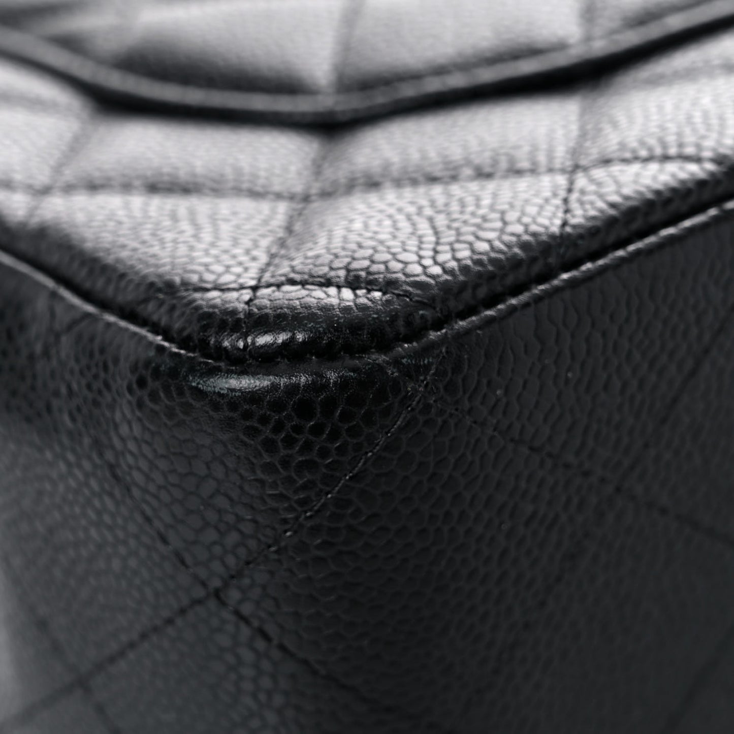 Caviar Quilted Jumbo Double Flap Black