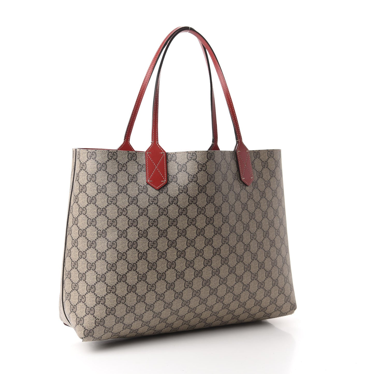 GG Supreme Monogram Medium Reversible Tote Beige Red