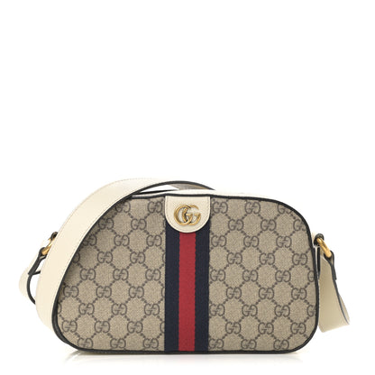 Gucci GG Supreme Monogram Textured Calfskin Web Small Ophidia Camera Bag Beige Ebony Mystic White 1 of 13