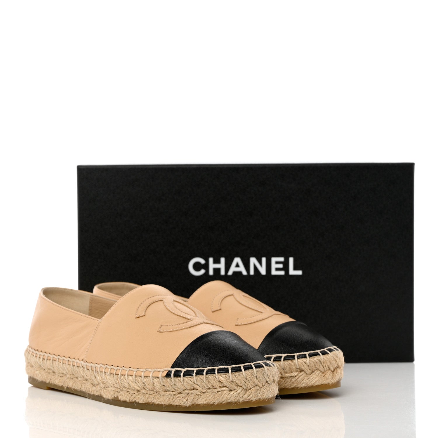 Chanel Lambskin CC Espadrilles 36 Beige Black 12 of 12