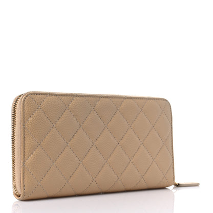 Chanel Iridescent Caviar Quilted Large Gusset Zip Around Wallet Beige Clair 3 of 8