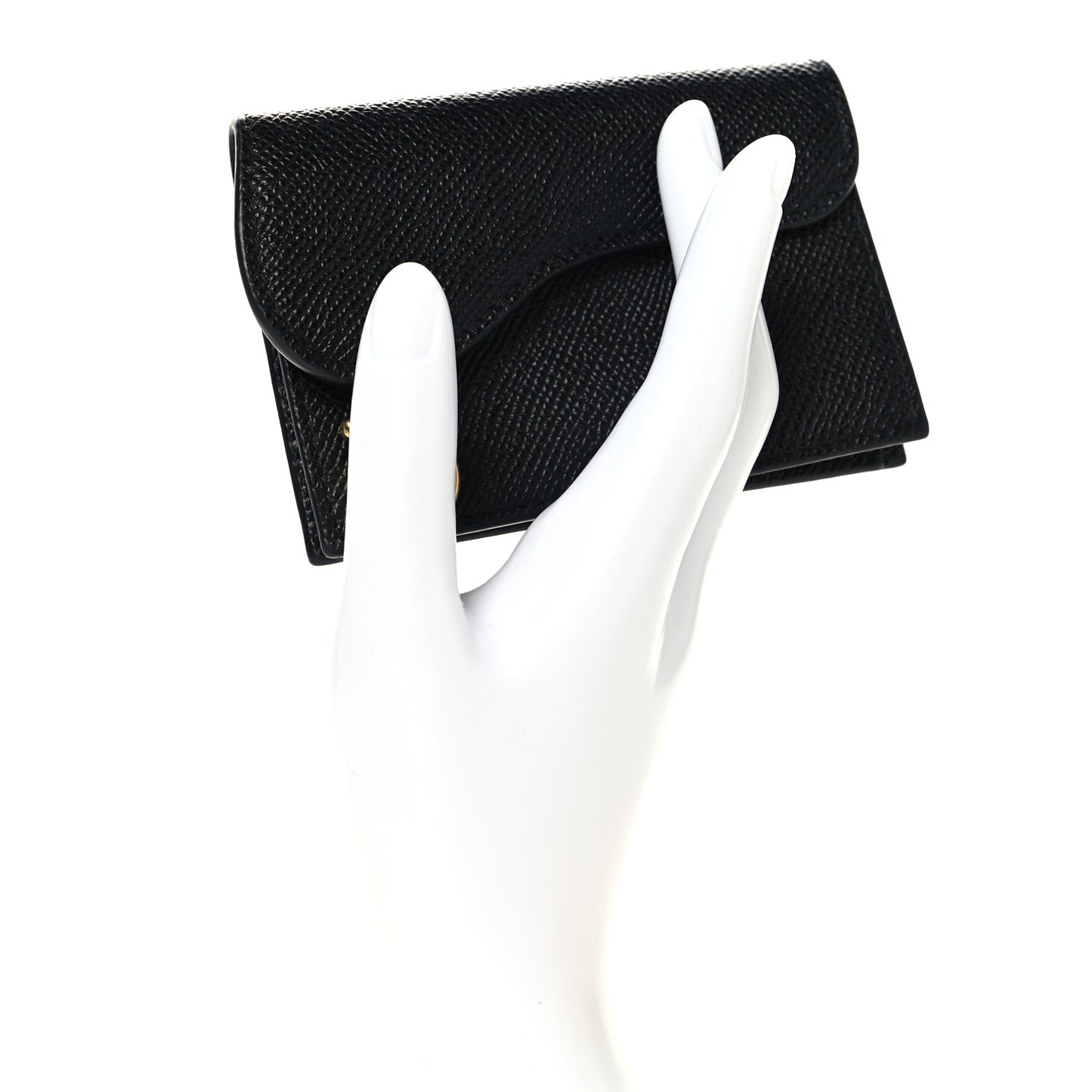 Grained Calfskin Saddle Card Holder Black