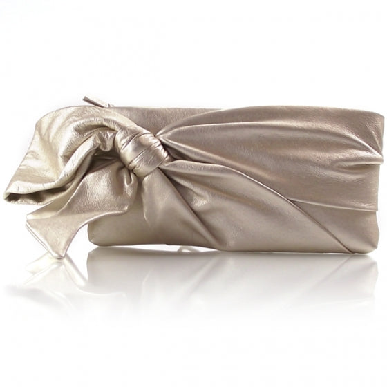Valentino Garavani Metallic Nappa Bow Clutch Gold 1 of 7