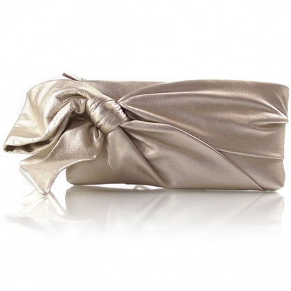 Valentino Garavani Metallic Nappa Bow Clutch Gold 1 of 7