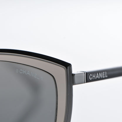 Chanel Metal Cat Eye Sunglasses 4222 Silver Black 7 of 8