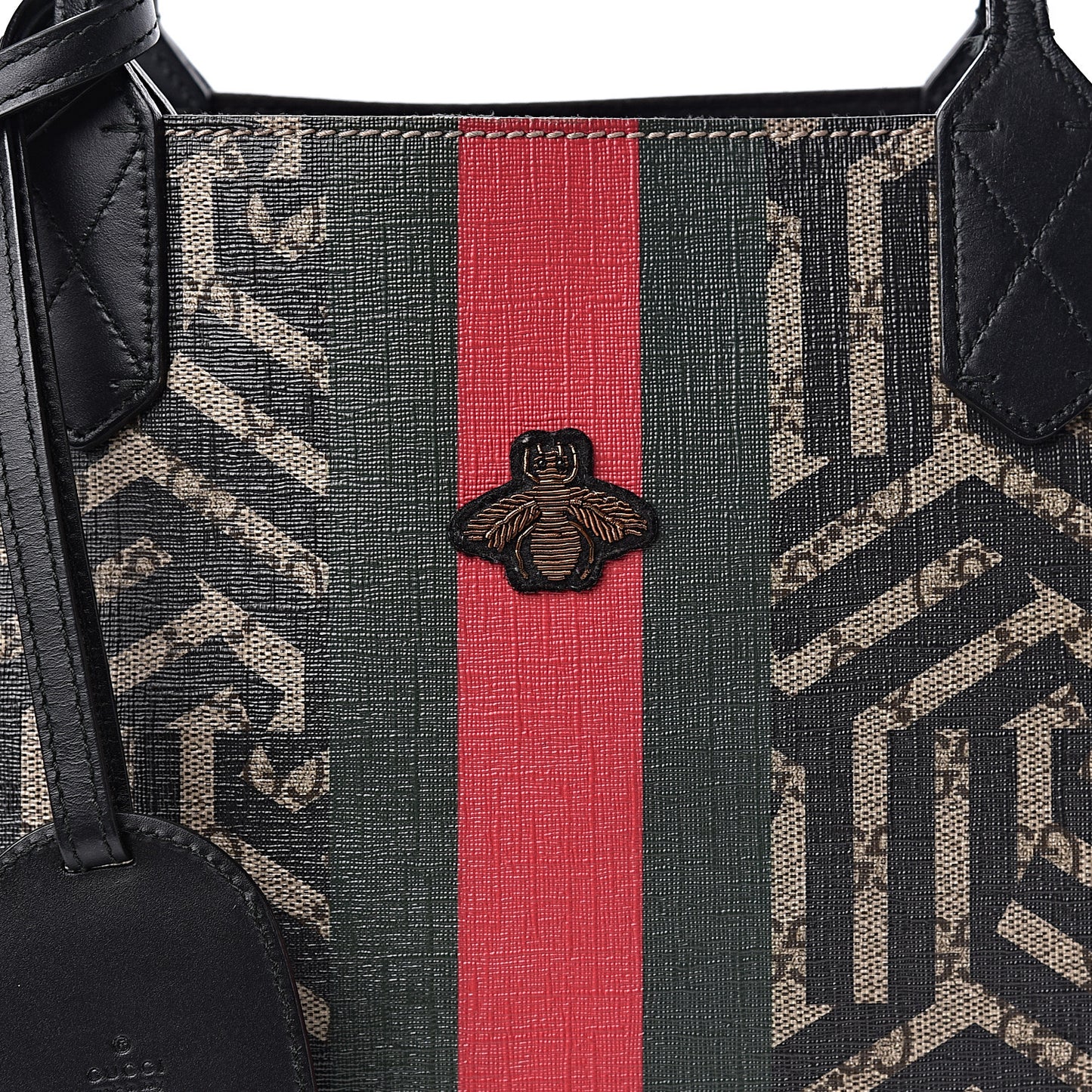 GG Supreme Monogram Caleido Web Medium Tote Beige Ebony