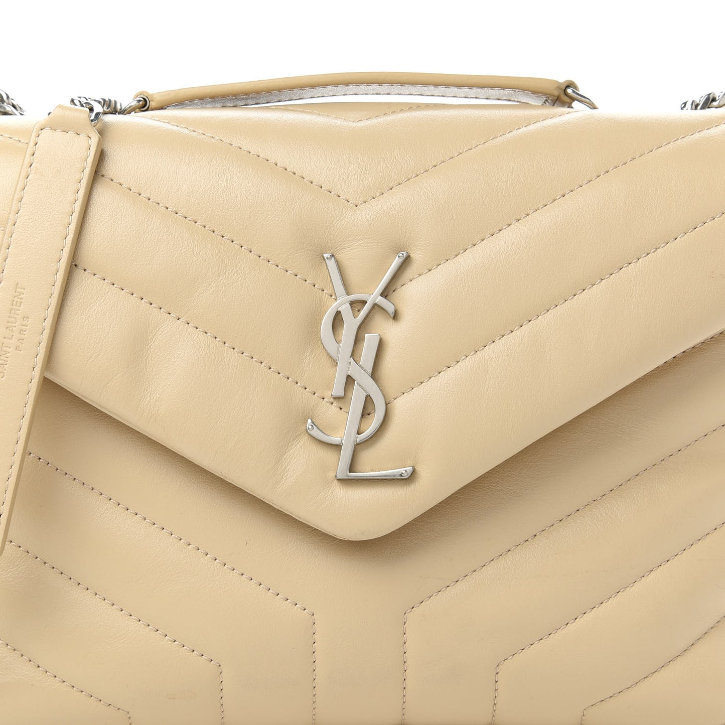 Calfskin Y Quilted Monogram Small Loulou Chain Satchel Nude Powder
