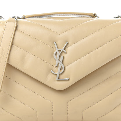 Saint Laurent Calfskin Y Quilted Monogram Small Loulou Chain Satchel Nude Powder 10 of 10