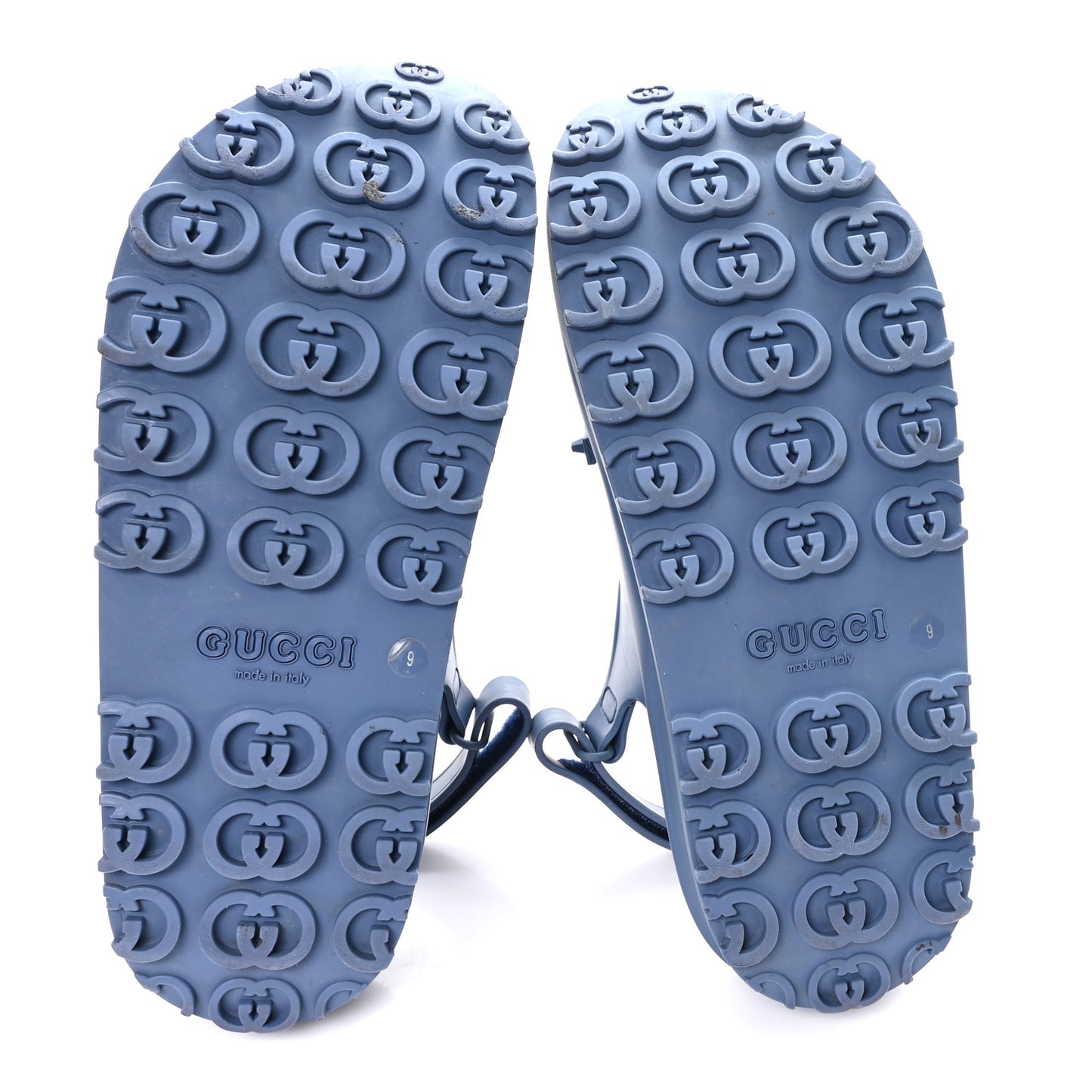 Soft Rubber Horsebit Touch Mens Strapped Sandals 9 Washed Indigo