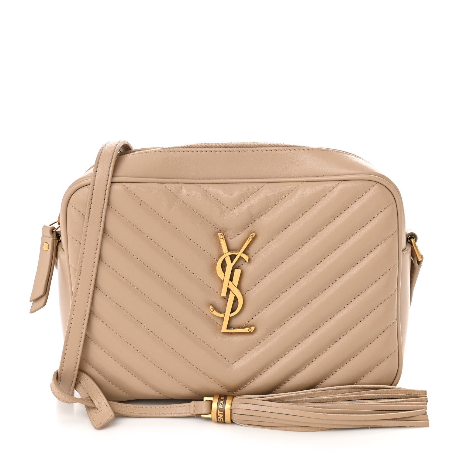 Saint Laurent Calfskin Matelasse Monogram Lou Camera Bag Dark Beige 1 of 13
