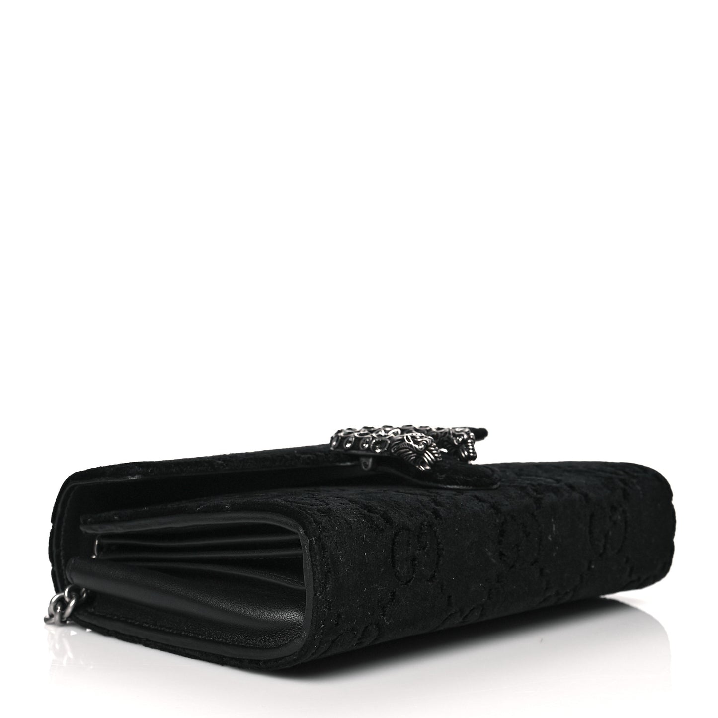 Velvet GG Monogram Mini Dionysus Chain Wallet Black