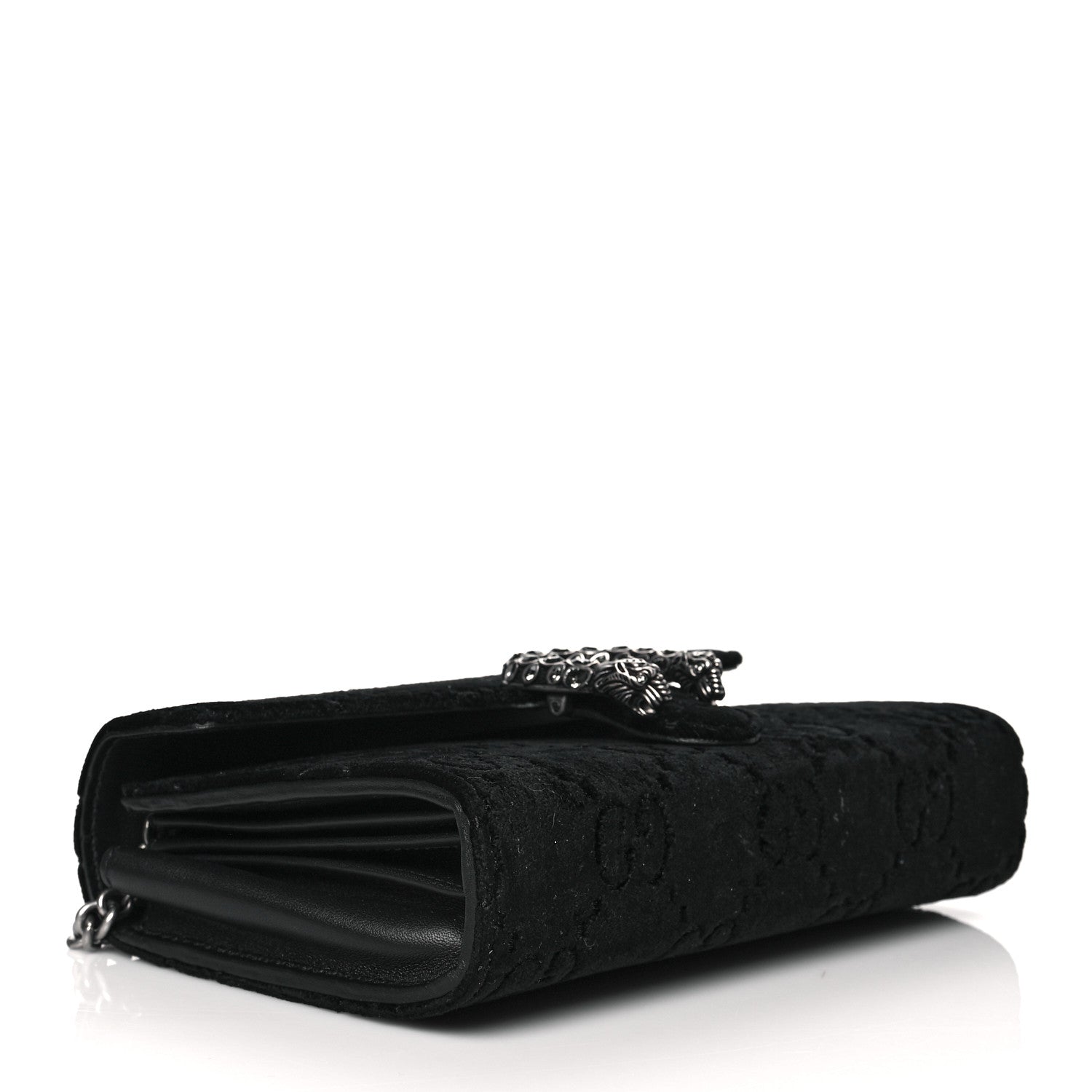 Gucci Velvet GG Monogram Mini Dionysus Chain Wallet Black 4 of 9