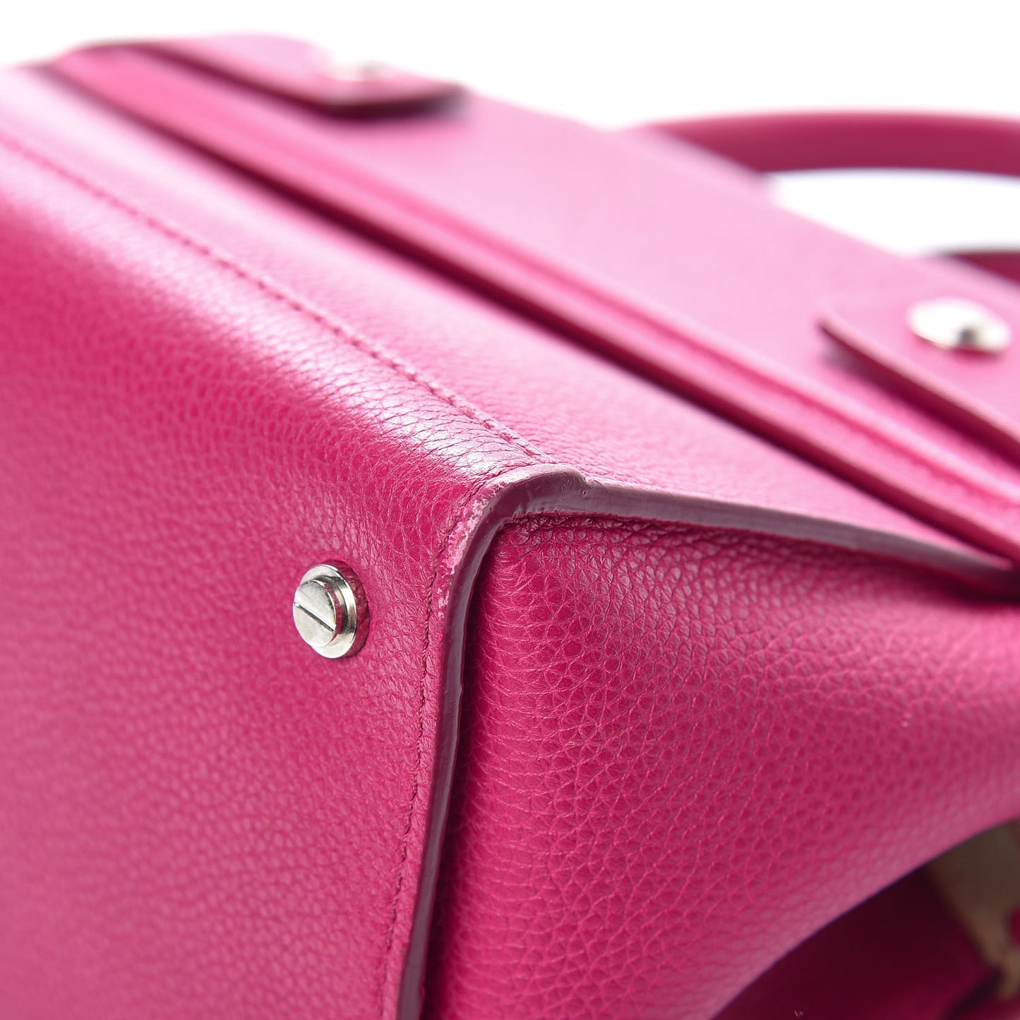Grained Calfskin Mini Horizon Satchel Fushia