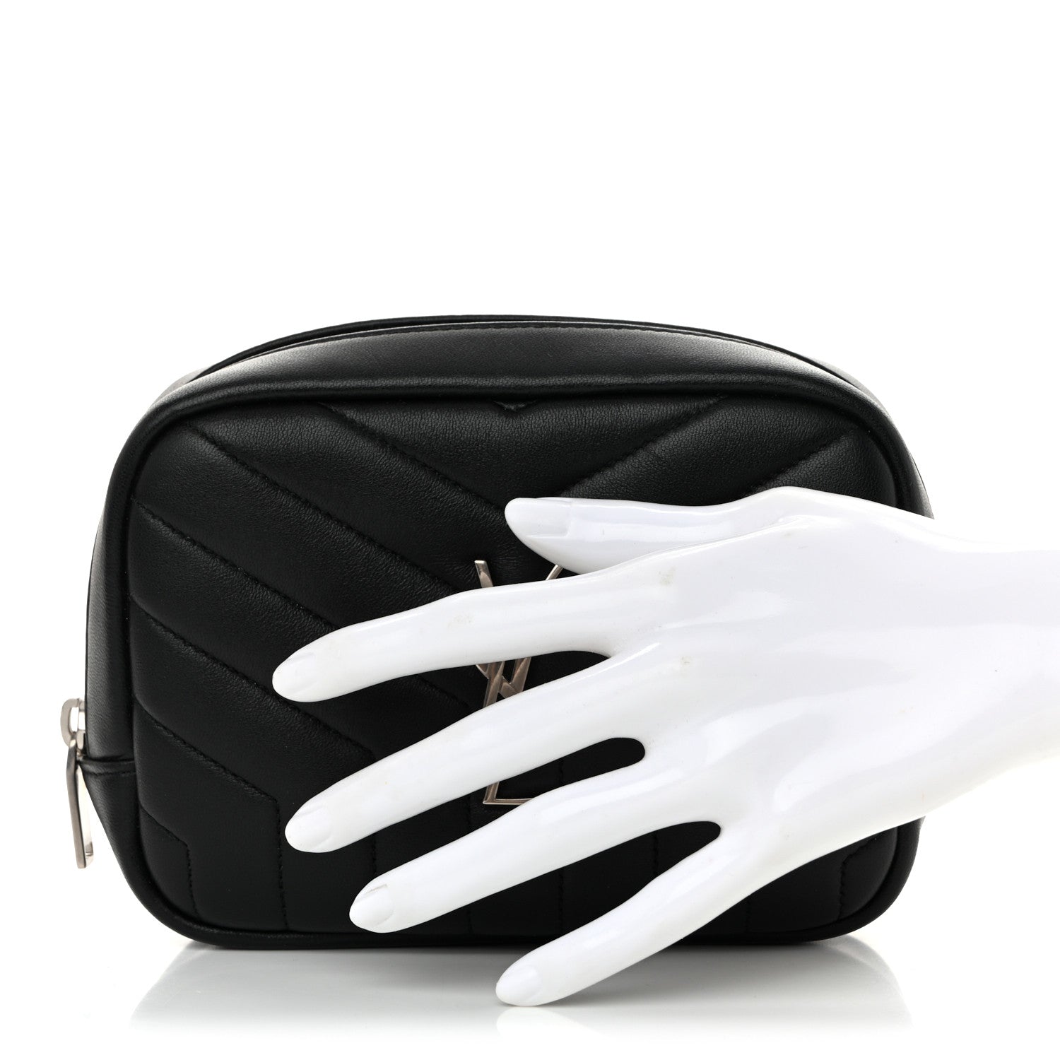 Saint Laurent Lambskin Y Quilted Monogram Loulou Cosmetic Case Black 2 of 9