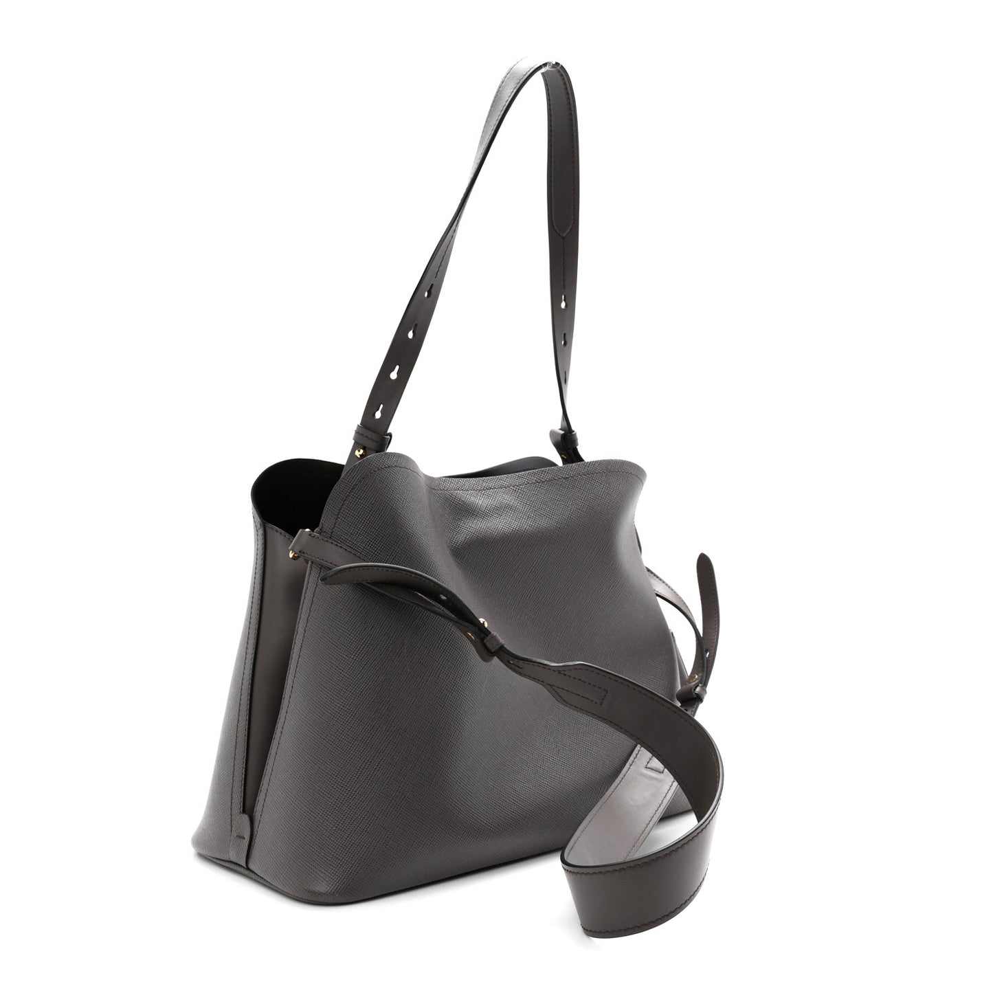 Saffiano Cuir Calfskin Matinee Tote Fumo Black