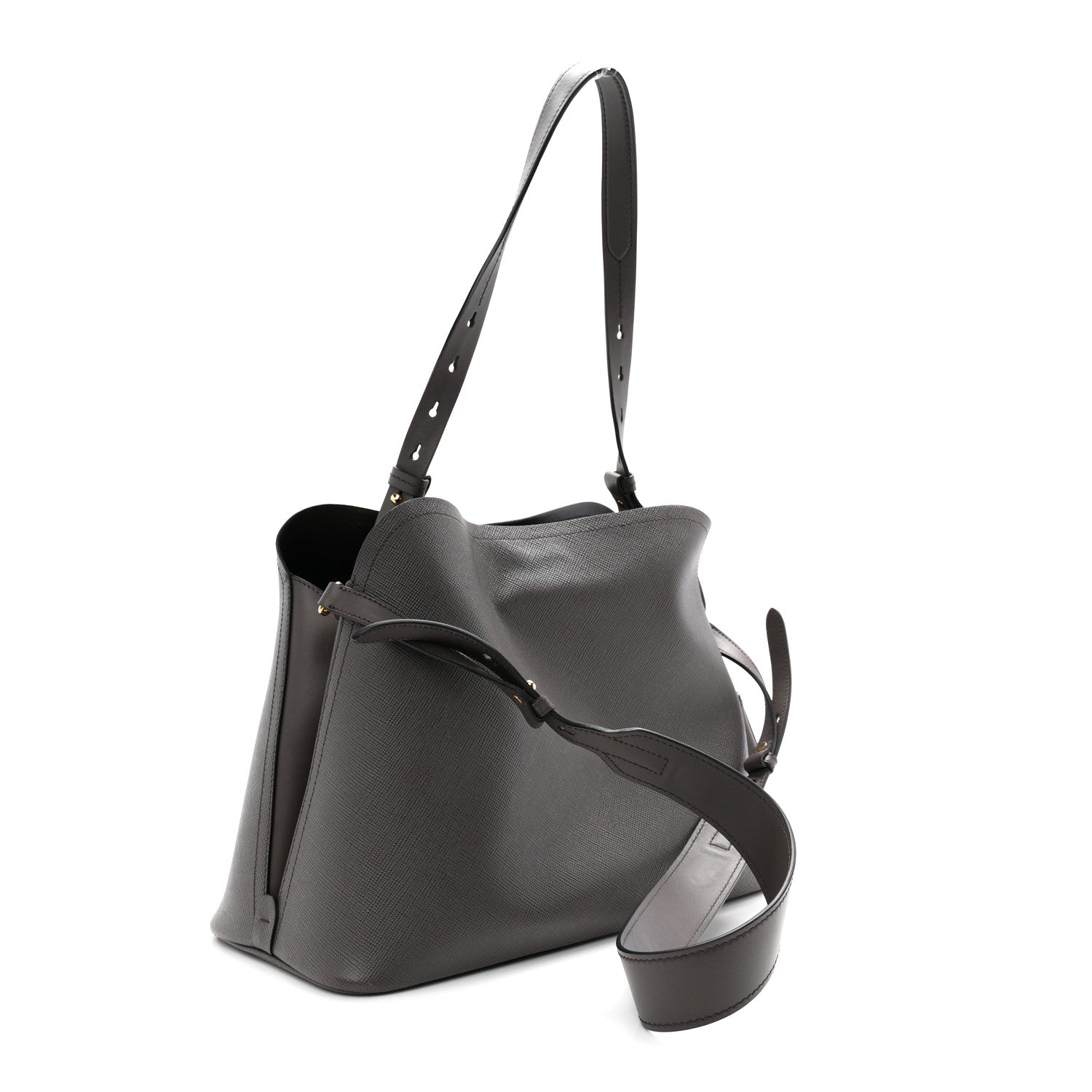 Prada Saffiano Cuir Calfskin Matinee Tote Fumo Black 3 of 11