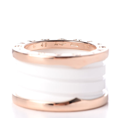 Bulgari 18K Rose Gold White Ceramic B.Zero1 Four-Band Ring 49 4.75 5 of 6