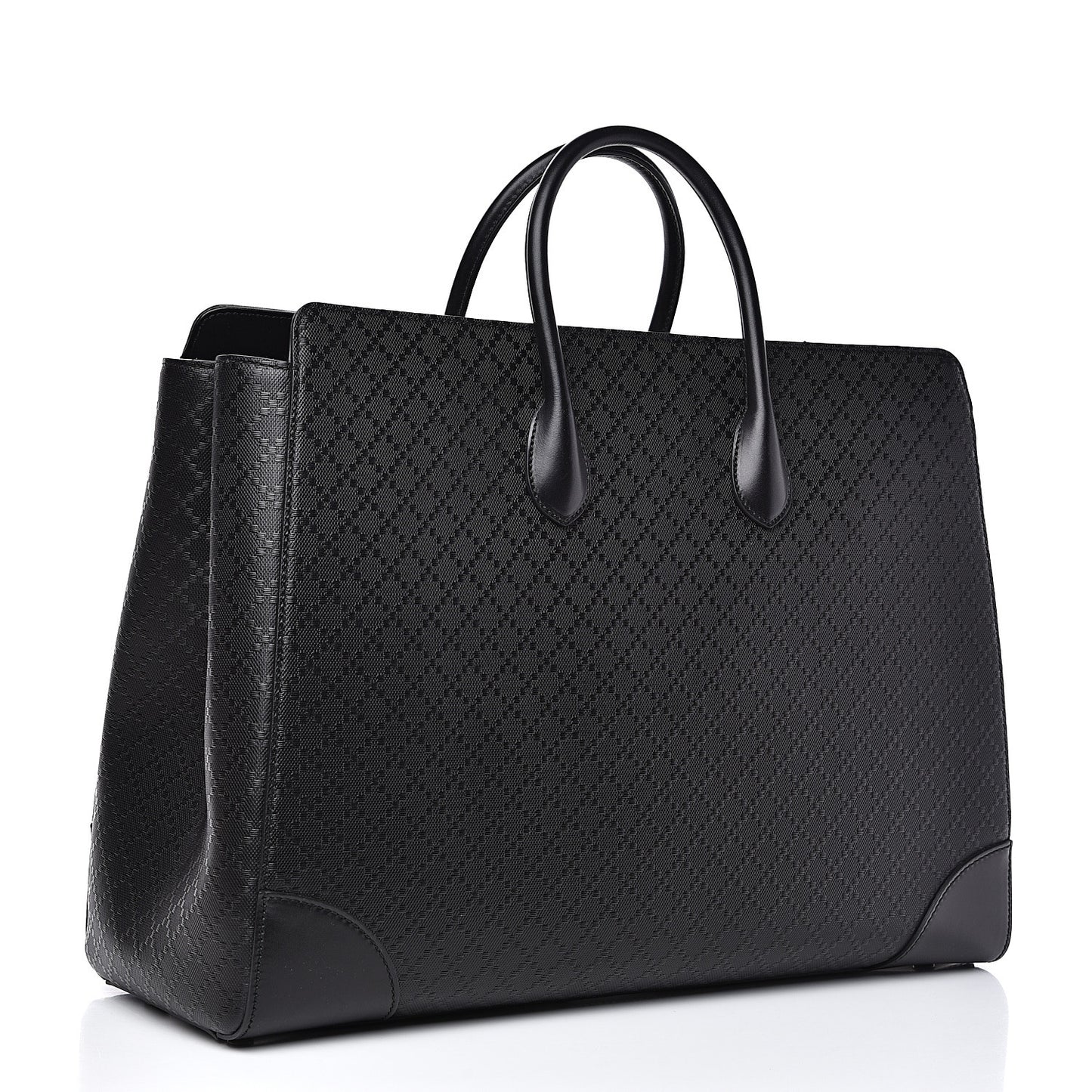 Calfskin Bright Diamante Large Top Handle Bag Black
