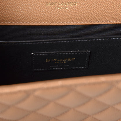 Saint Laurent Grain De Poudre Textured Mixed Matelasse Triquilt Medium Monogram Satchel Dune 7 of 9