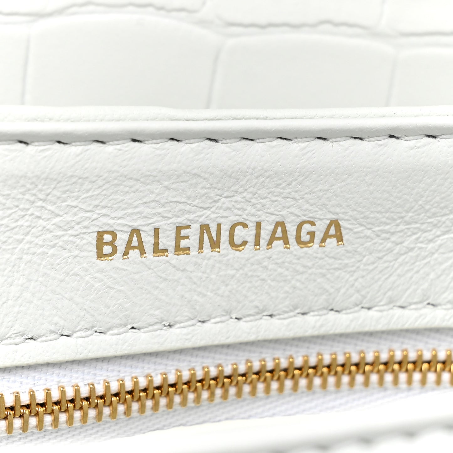 Shiny Extra Supple Calfskin Crocodile Embossed Small Triplet Bag Optic White