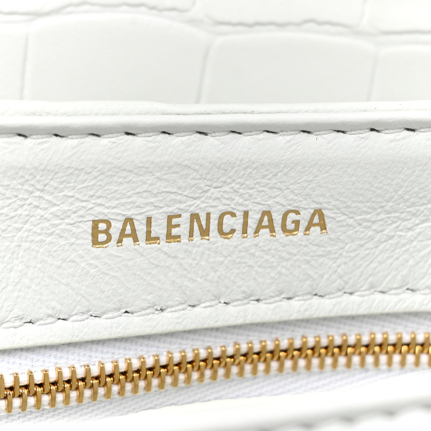 Balenciaga Shiny Extra Supple Calfskin Crocodile Embossed Small Triplet Bag Optic White 6 of 8