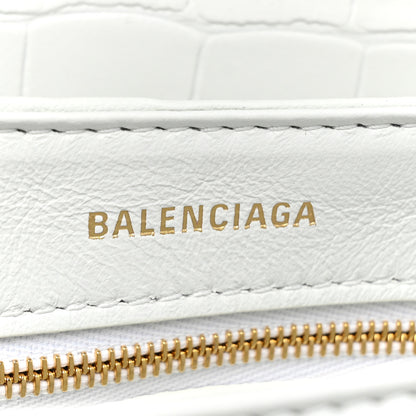 Balenciaga Shiny Extra Supple Calfskin Crocodile Embossed Small Triplet Bag Optic White 6 of 8