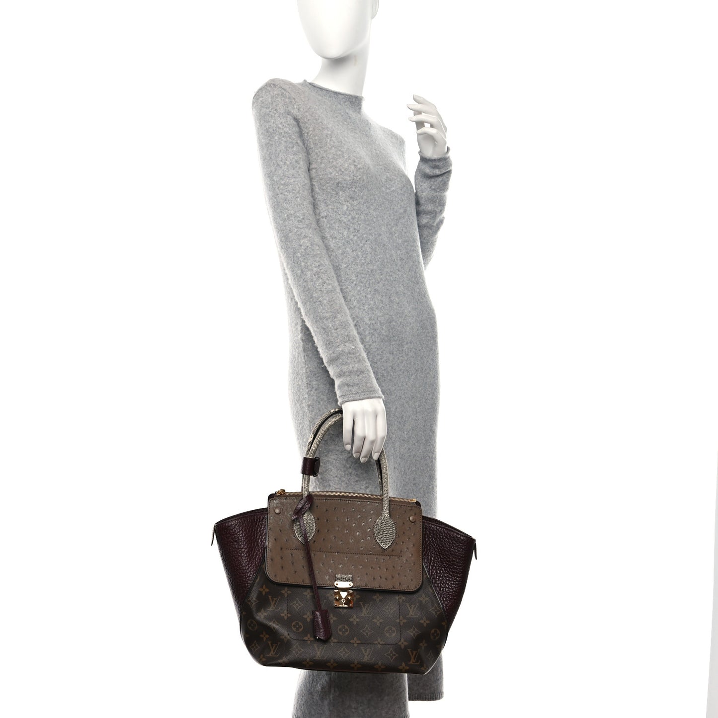 Ostrich Lizard Majestueux Tote MM Bordeaux